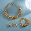 Conjuntos de joias de casamento tendência feminino brincos banhados a ouro e conjunto de pingente de cobre de alta qualidade presente para festa africana 230717