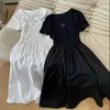 Vestidos casuales básicos Diseñador Mujer Falda de manga corta de lujo Triángulo Outwear Ropa Vestido de fiesta de verano Nylon con 100% algodón SML JQQO