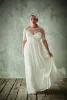 Plus-Size-Brautkleider mit halben Ärmeln, transparentem Juwelenausschnitt, A-Linie, Spitzenapplikation, Brautkleider, Chiffon-Hochzeitskleid mit Empire-Taille