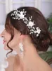 Silver Tiara Hairpin Copricapo da sposa Fiore Set di gioielli per capelli Prom Party Decorazione per capelli Eleganti accessori per capelli da sposa da donna L230704