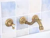 Bathroom Sink Faucets Vintage Antique Brass Double Handle Wall Mount 3 Hole Widespread Lavatory Vessel Basin Faucet Mixer Tap Dsf528