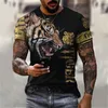 Sommer Herren T-Shirts Kurzes Vintage T-Shirt Tier Grafik Top Harajuku Übergroße Kleidung Tiger / Löwe / Bär Print T-Shirt Kleidung