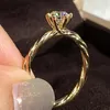 Klusterringar 18K AU750 Gula guldkvinnor Ring Moissanite Diamonds 1 2 3 4 5 Round Cane Vine Wedding Party Engagement Anniversary