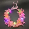 Décoration de fête lumière LED couronne de fleurs lueur guirlande bandeau hawaïen Lei bandeau couronne anniversaire fournitures de mariage