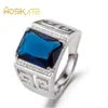 WOSIKATE Trendy Sapphire 925 Silver Wedding Jewelry Ring For Men Fine Jewellry Apertura anello all'ingrosso