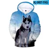 Erkek Hoodies Hayvan Köpek Husky 3d Baskı Büyük Boyu Kadınlar/Erkekler Hoodie Sweatshirt Street Giyim Hip Hop Külot Kapüşonlu Ceket Erkek Günlük