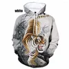 Heren Hoodies 2023 Mode Mannen/Vrouwen Koppels 3d Print Dromerige Tijger Casual Sweatshirt Hoodie