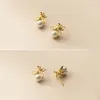 Stud Earrings WANTME 925 Silver Cute Bee Pearl For Women Fashion Korean Genuine Sterling Wedding Insect Jewelry Gift