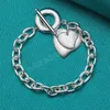 925 Sterling Silver Two Heart Pendant Armband Chain For Women Man Wedding Engagement Fashion Charm Party Jewelry