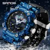 Wristwatches Quartz Watch For Men SANDA Automatic Hand Lift Lamp Waterproof Alarm Clock Countdown LED Digitals Sport Watches