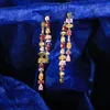 Charmant femmes coloré 3A Zircon gland boucles d'oreilles mode marque de luxe goutte d'eau gemme boucles d'oreilles élégante femme haut de gamme boucles d'oreilles mariage fête bijoux cadeaux