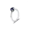 Anelli a grappolo in argento sterling 925 blu scintillante corona anello gioielli da sposa per le donne anelli regalo all'ingrosso