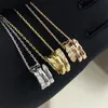 Colar com pingente de três anéis em forma de cobra, corrente, joias de marca, luxo, cristal banhado a ouro 18K, strass, feminino, novo colar