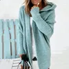 Women's Knits Women Knitted Tops Cardigan Casual Female Hooded Soft Knitting Sweater Autumn Solid Batwing Sleeve Loose Winter Jumper