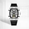 Нарученные часы Aesop Richa Square Case Tourbillon Mechanical Watch for Men Skeleton Luminous Clock Dial Sports Rubber Rand A