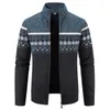 Men's Sweaters Men's Cardigan Winter Zipper Fashion Knit Plus Size Sweater Stitching Colorblock Stand Collar Coats Jackets Male