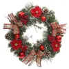 Decorative Flowers Classic Red Christmas Wreath Wall Hanging Garland Ornaments Window Front Door Ornament Home Decor