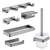 Badtillbehör Set Metal Grey 2/4 Robe Hook Paper Rack Sus 304 Toalettborste handdukstång