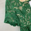 Summer Lace Skirt Women Dress High-end Customized Water-soluble Flower Fabric Square Neck Lantern Sleeve Waist Slimming Dresses Womens Designer Clothing 55