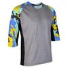 Vestes de course vertes 3/4 Sleeve Cycling Jersey Men Outdoor Motocross Shirts Camo Vêtements Bicycle Off Road Road Mtb Sports Vaies de Downhill