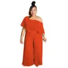 Women's Plus Size Jumpsuits Rompers Plus Size Women Jumpsuit Ruffle Outfit Summer Casual Lady Tracksuit Club Cloth Summer Fashion Wide Leg Pants 230715