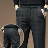 Pantaloni da uomo Luren 2023 Spring Upscale Men Casual Cotone e lino Pantaloni maschili Pantaloni dritti Business Plus Size 28-38