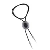 Pendentif Colliers Bolo Cravate Cravate Cadeau Costume Américain En Cuir PU Réglable Accessoires Alliage Ovale Vintage Rodeo Collier Pour Les Hommes De Fête