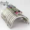 Bag Parts Accessories KISSDIY 10PCS 85cm Colorful crystal bead Metal Purse Frame semicircle silver lace Coin kiss clasp lock Free 230717