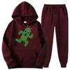 Men's Tracksuits Fantasy Cactuar Cute Solid Color Men Set Women's Fleece Hoodies Pants Two Piece Tracksuit Trendy Sportswear 230715