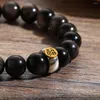 Bracelets porte-bonheur perles de pierre d'opale noire naturelle pour les femmes métal bénédiction bracelet à breloques âme Yoga bijoux Pulsera Hombre