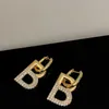 Stud New 2022 인기 14K Glod 도금 문자 B Dangle Earrings 여성 성명서 마이크로 세트 라인트 특이한 귀걸이 J230717