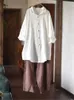 Blouses pour femmes femmes lâche couleur unie crème solaire lin Blouse dames Vintage chemise femme 2023 lin hauts