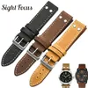 Смотреть ленты 20 мм 22 -мм кожаная полоса часов для Stowa Pilot Strap Flieger Classic Series Chrono/Sport/Series Series rivet Watch Band 230715