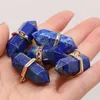 Anhänger Halsketten Natürliche Stein Blau Lapis Lazuli Halskette Charms Für DIY Frauen Männer Schmuck Machen Geburtstag Geschenk Größe 20x35mm
