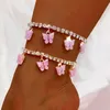 Cavigliere Caraquet 2023 Iced Out Crystal Butterfly per le donne Bling strass catena braccialetto alla caviglia spiaggia gioielli femminili a piedi nudi 230607