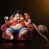 Anime Manga 15cm Figura One Piece Luffy Sanji Roronoa Zoro Figuras de Anime Sentado Fat House Serie Estatueta Pvc Modelo Boneca Presentes Colecionáveis L230717