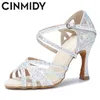 Chaussures de danse CINMIDY Satin Glitter Chaussures de danse Femmes Chaussures de danse latine Danse de salon Talons hauts Chaussures de soirée Femmes Chaussures de mariage 230715