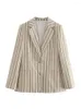 Abiti da donna Donna 2023 Moda Blazer a righe monopetto Cappotto Tasche a maniche lunghe vintage Capispalla femminile Chic