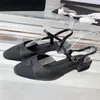 Slingback-Absätze, Sandalen, berühmte Designer-Sandalen für Damen, Ballerinas, Pumps, Ballerinas aus gestepptem Leder, Loafer, Slingback-Schuhe mit Blockabsatz, schwarze, weiße, bequeme Schuhe