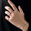 Anelli da polso a catena color argento geometrico punk per donna uomo fascino catena Hip Hop nappa anelli aperti set coppia gioielli moda Emo