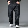 Men's Jeans Mens Large Size Black 10XL Oversize High Waist Loose Trousers Husband Plus Denim Blue Male Pants 230717