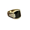 Classique hommes bague mode métal or couleur incrusté pierre noire Zircon Punk anneaux pour hommes fiançailles mariage Vintage bijoux