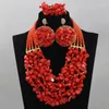 Conjunto de brincos colar nigeriano joia de noiva coral africano babador pulseira CNR618