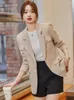 Damenanzüge Frauen Herbst Winter Plaid Casual Blazer Damen Weiblich Langarm Single Button Gerade Business Arbeitskleidung Jacke Mantel