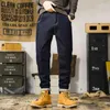 Jeans da uomo HIQOR 2023 Pantaloni Harem Pantaloni da jogging casual Solid Cargo Abbigliamento da lavoro di alta qualità Stile business Denim Nero Blu scuro