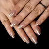 Faux ongles Glitter Cover Press On Nail Tips Sample Deisgn With No Tone's Color Reusbale Fingernails Forme de cercueil moyenne pour un usage quotidien