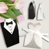 Papel de regalo 20 piezas boda creativa novia y novio caja de dulces estilo europeo moda retorno traje vestido embalaje azúcar