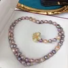 Chains Freshwater Pearl Purple Keshi Near Round 9-10mm And Long Necklace 70cm