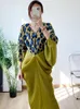 Casual Dresses LINDA DELLA Summer Fashion Designer Vintage Floral Print Dress Women's Batwing Sleeve Loose Pleated Package Buttocks Long