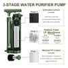 Purificateur d'eau portatif de pompe à main de survie, filtre à eau portatif d'épurateur d'eau pour l'urgence extérieure d'aventure de survie de camping